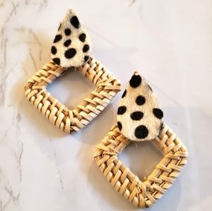 Geometric Rattan Drop Style Earrings